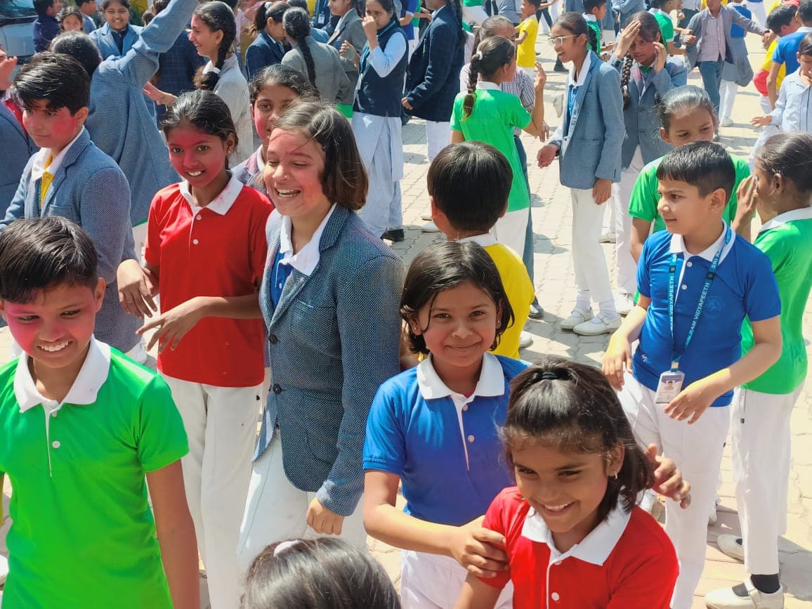 Students in the school courtyard